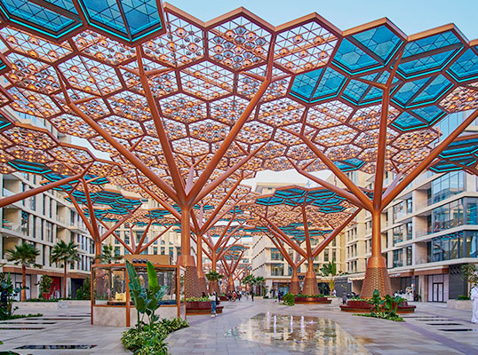 Beautiful architectural structures at UDC’s Gewan Island in Doha, Qatar