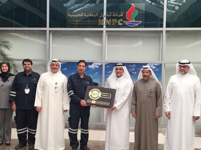 The GORD Team Handing Over the GSAS Plaque to the Mina Abdullah Refinery Leadership