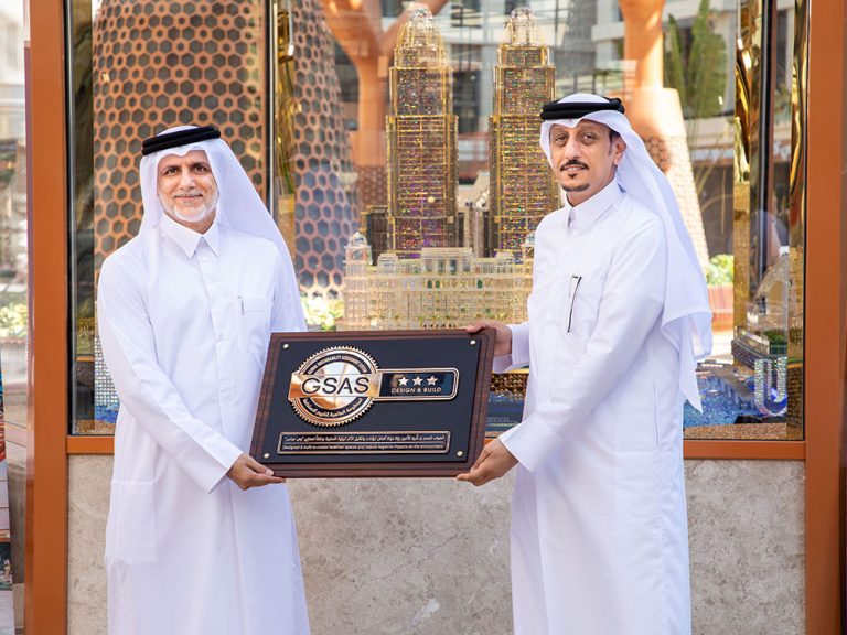 Dr. Yousef Mohamed Alhorr Presenting the GSAS Certification to the United Development Company (UDC)